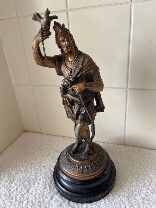 Beeld, Historische beeld met vogel in hand - 40 cm - Hout,, Antiek en Kunst, Antiek | Keramiek en Aardewerk