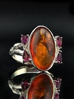 Barnsteen - Baltic Amber Sterling Silver Ring – Cognac Amber, Verzamelen