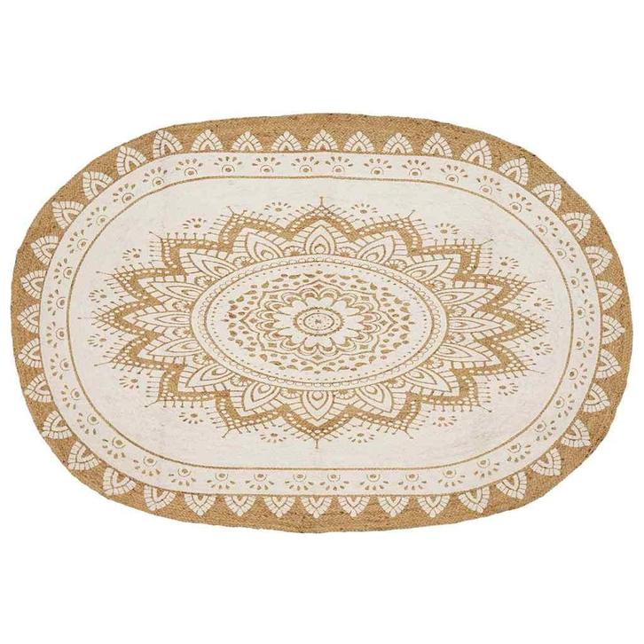 vidaXL Jute Tapijt Bloemen Naturel 205 x 305 cm Jute, Huis en Inrichting, Stoffering | Tapijten en Vloerkleden, Nieuw, Verzenden