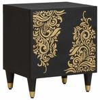 vidaXL Nachttafeltje met Deur Zwart 40 x 33 x 46 cm Massief, Huis en Inrichting, Verzenden, Nieuw