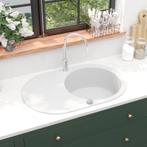 vidaXL Évier de cuisine Granit Seul lavabo Ovale Blanc, Neuf, Verzenden