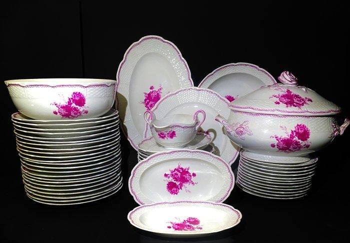 Limoges, Raynaud &Co - Eetservies (54) - Roses fuchsia -, Antiek en Kunst, Antiek | Meubels | Tafels