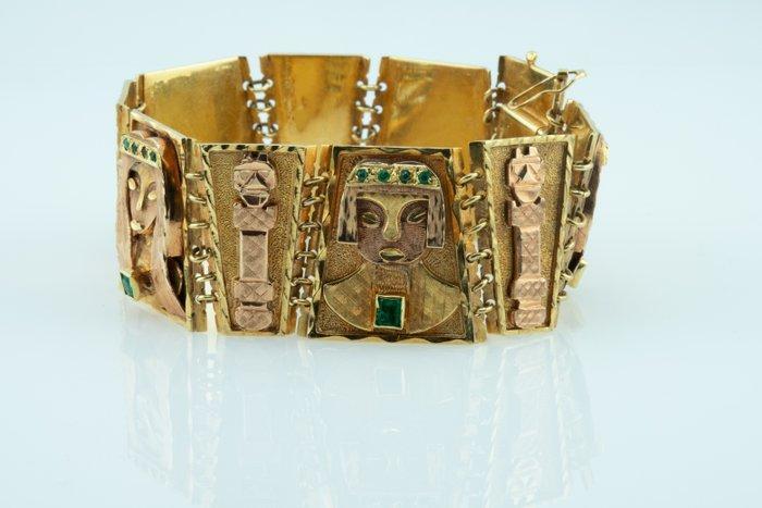 Bracelet - 18 carats Or jaune Émeraude, Bijoux, Sacs & Beauté, Bijoux anciens