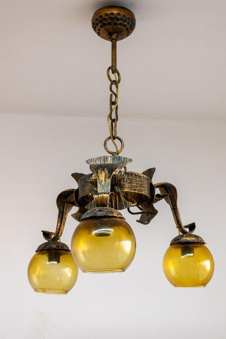 Plafondlamp - Smeedijzer - opgeblazen, Antiek en Kunst, Curiosa en Brocante
