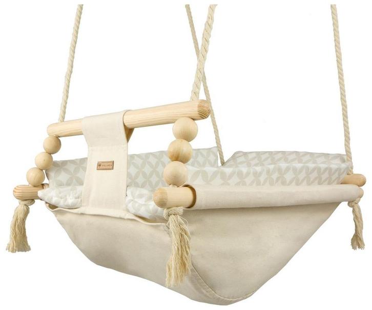 Babywiegschommel - max. 20 kg - beige met crème diamanten, Kinderen en Baby's, Speelgoed | Buiten | Speeltoestellen, Nieuw, Ophalen of Verzenden