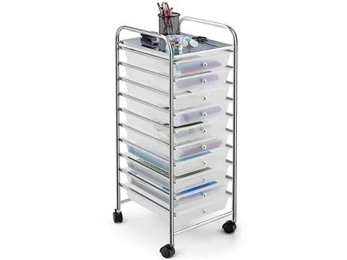 Coast Opbergkar - 10 Laden - Wielen - PP - 37 x 33 x 86cm -, Huis en Inrichting, Woonaccessoires | Overige, Nieuw, Verzenden