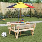 vidaXL Picknicktafel voor 4 kinderen met parasol massief, Verzenden, Nieuw