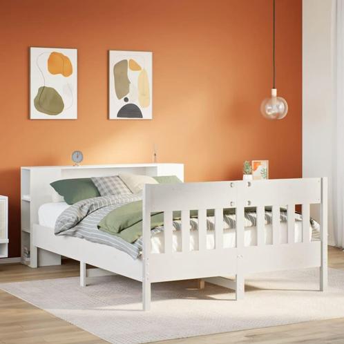 vidaXL Bed met boekenkast zonder matras grenenhout wit, Huis en Inrichting, Slaapkamer | Bedden, Nieuw, Verzenden