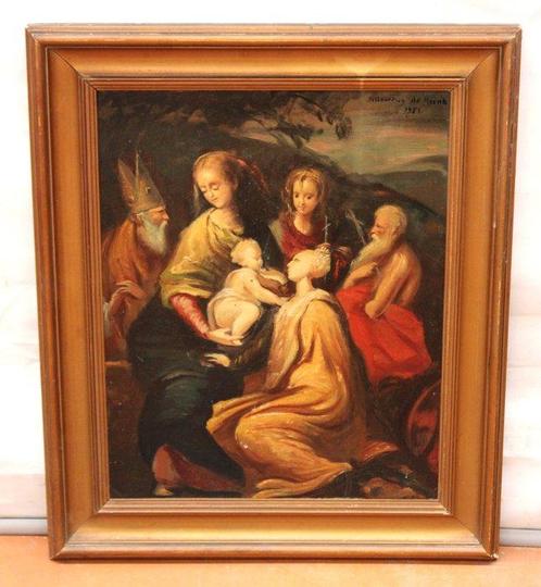 Josep Lloveras y Feliu (1922-2012) - Virgen con Santa, Antiek en Kunst, Kunst | Schilderijen | Klassiek