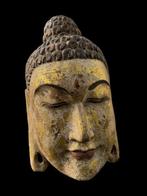 Buddha Head – Gilded – Wood - Indonesië (Zonder
