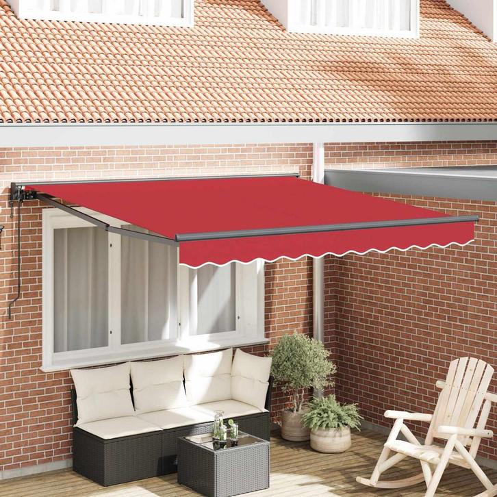 vidaXL Inklapbare Luifel Rood 350 x 250 cm Aluminium en Stof, Tuin en Terras, Zonneschermen, Nieuw, Verzenden
