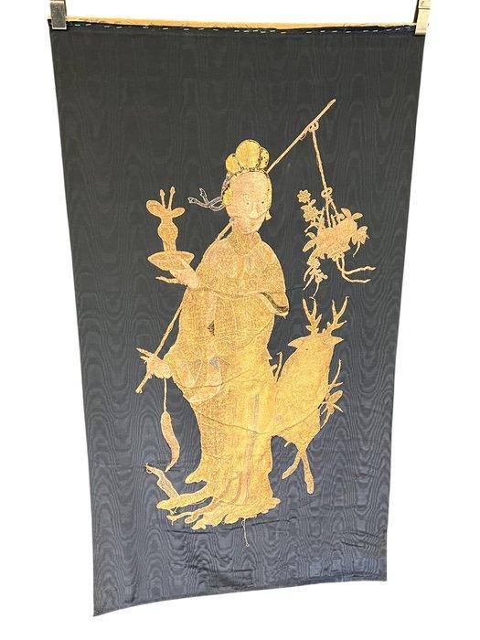 Antiek Chinees wandtapijt met zijden borduurwerk - Tapijt -, Antiquités & Art, Curiosités & Brocante