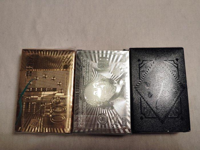 Speelkaarten - Gold, Silber, Schwarz - Deckblatt: 500€, 100$, Antiek en Kunst, Antiek | Overige Antiek