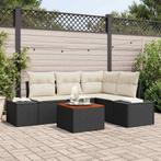 vidaXL Tuinbank Set met kussen 5 pcs Zwart poly rattan, Tuin en Terras, Verzenden, Nieuw