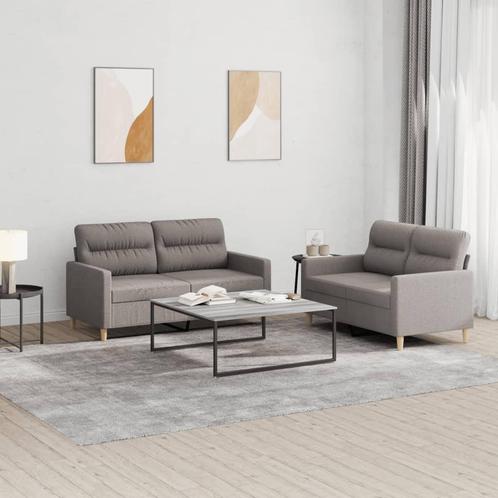 vidaXL 2-delige Loungeset met kussens stof taupe, Huis en Inrichting, Zetels | Zetels, Nieuw, Verzenden