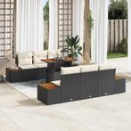vidaXL Tuin Eettafel Set 7 pcs Zwart en Beige 100 x 55 x 73, Verzenden, Nieuw