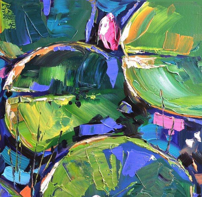 Olivier Pfleger (1967) - Neymphaea Perys fire opal, Antiquités & Art, Art | Peinture | Moderne