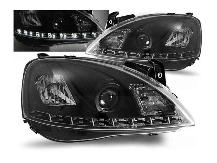 LED DRL koplampen Daylight Black geschikt voor Opel Corsa C, Auto-onderdelen, Verlichting, Nieuw, Opel, Verzenden