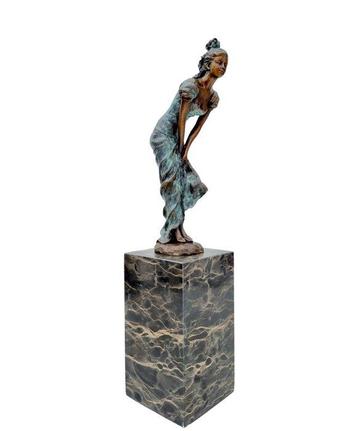 Beeldje - Gracefull lady - Brons, Marmer