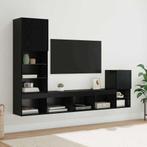 vidaXL TV Wandmeubels met LED -striplichten Zwart Eiken, Huis en Inrichting, Kasten |Televisiemeubels, Verzenden, Nieuw