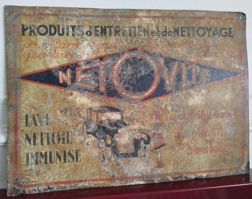 Reclamebord - NETOVITE auto uit de jaren 30 - Metaal, Antiek en Kunst, Antiek | Wandborden en Tegels