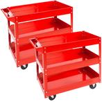 2 Werkplaatswagen met 3 legborden - rood, Doe-het-zelf en Bouw, Nieuw, Verzenden