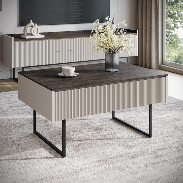 Meubella Salontafel beige 100x68x50 | Rechthoekig, Huis en Inrichting, Tafels | Salontafels, Nieuw, 50 tot 100 cm, 50 tot 75 cm