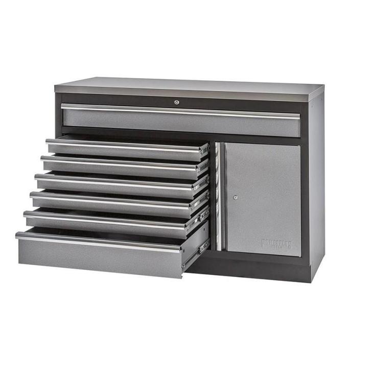 Werkplaatskast / werkbank met 7 laden + draaideurkast met, Bricolage & Construction, Établis, Enlèvement ou Envoi