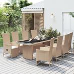 vidaXL 9-delige Tuinset met kussens poly rattan beige, Tuin en Terras, Tuinsets en Loungesets, Verzenden, Nieuw, Tuinset