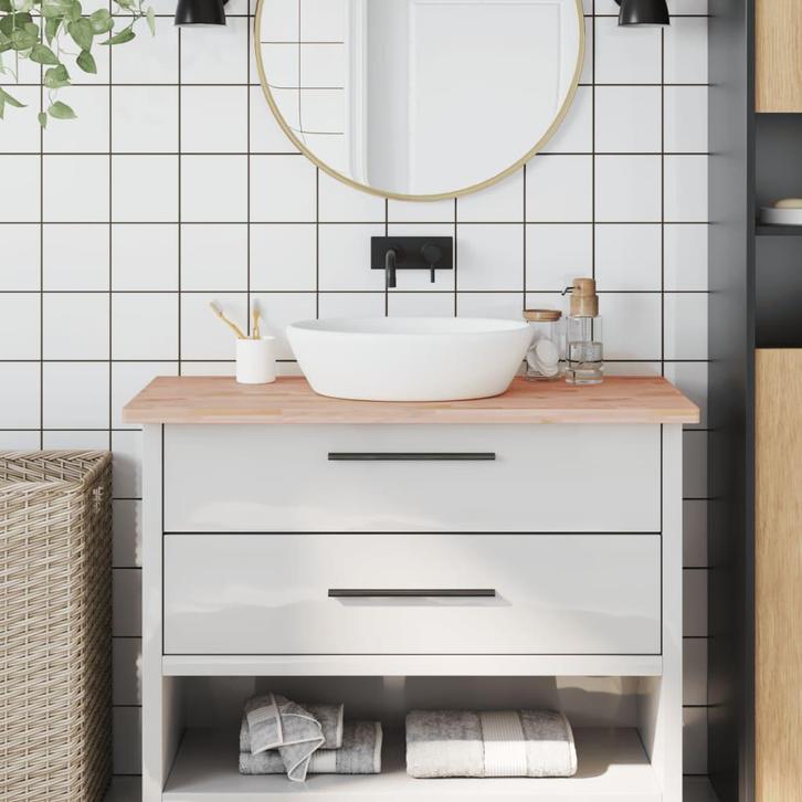 vidaXL Wastafelblad 100x60x2,5 cm massief beukenhout, Huis en Inrichting, Keuken | Keukenelementen, Nieuw, Verzenden