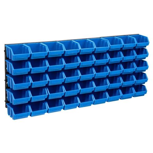 vidaXL 48-delige Opslagbakkenset met wandpanelen blauw en, Doe-het-zelf en Bouw, Gereedschapskisten, Nieuw, Verzenden