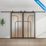 Dubbele stalen Schuifdeuren Zwart 4 Vlaks rond Maatwerk Mat, Doe-het-zelf en Bouw, Nieuw, Metaal