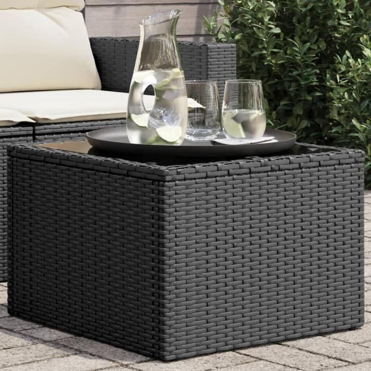 Poly Rattan Tafel Zwart 55x55cm | Tweede Kansje (tuintafel), Tuin en Terras, Tuintafels, Vierkant, Nieuw, Kunststof, Verzenden