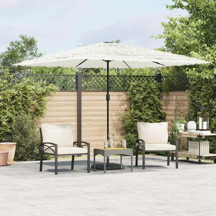 vidaXL Parasol met stalen paal 290x290x238 cm wit, Tuin en Terras, Parasols, Nieuw, Verzenden