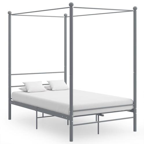 vidaXL Hemelbedframe metaal grijs 140x200 cm, Huis en Inrichting, Slaapkamer | Bedden, Nieuw, Verzenden