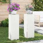 vidaXL Plantenstand 2 pcs Wit 24 x 24 x 75 cm Staal, Tuin en Terras, Verzenden, Nieuw