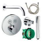 Badkraanset Hansgrohe Select Rond met Handdouche Chroom, Doe-het-zelf en Bouw, Ophalen of Verzenden, Nieuw, Chroom, Kraan