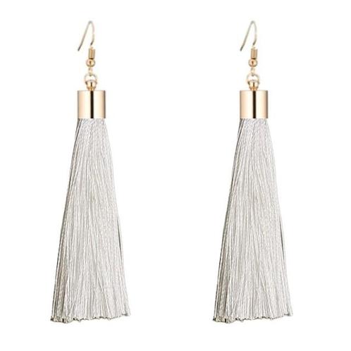 Fako Bijoux® - Kwast Oorbellen Classic - 8cm - Goud - Wit, Handtassen en Accessoires, Oorbellen, Verzenden