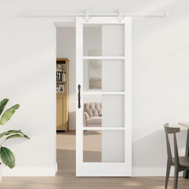 vidaXL Schuifdeur Wit 73.5 x 211 cm Hout en metaal, Doe-het-zelf en Bouw, Deuren en Vliegenramen, Nieuw, Verzenden