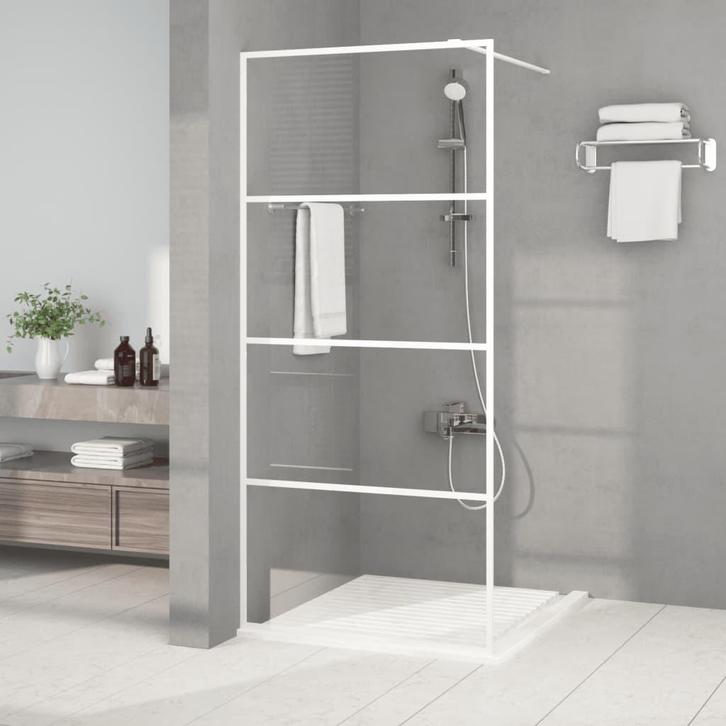 vidaXL Inloopdouchewand 90x195 cm transparant ESG-glas wit, Doe-het-zelf en Bouw, Sanitair, Nieuw, Verzenden