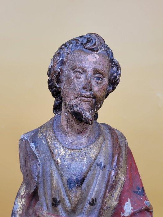 Beeld, Heiliger Apostel – Markus mit Buch und Löwe - 47 cm -, Antiquités & Art, Art | Art non-occidental