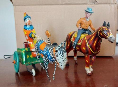 other - Clown met ezelwagen en Mikuni-cowboy op paard -, Antiek en Kunst, Antiek | Speelgoed