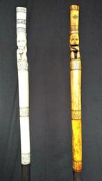 Tribale staf, Nias-Indonesie ,Buffelbeen en ijzerhout +Stand, Antiquités & Art, Ophalen of Verzenden