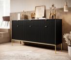 Dressoir mat zwart 154x39x83 cm goud hotel chique, Nieuw, 150 tot 200 cm, 25 tot 50 cm, Verzenden