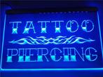 Tattoo Piercing neon bord lamp LED cafe verlichting reclame, Verzenden