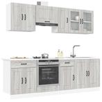 vidaXL 8-delige Keukenkastenset Kalmar bewerkt hout grijs, Verzenden, Nieuw