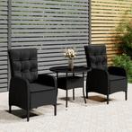 vidaXL 3-delige Tuinset poly rattan zwart, Tuin en Terras, Verzenden, Nieuw, Tuinset