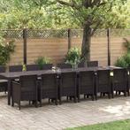 vidaXL Tuin Eettafel Set 15 pcs Bruin Polt riet, Tuin en Terras, Verzenden, Nieuw