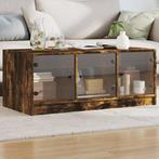 vidaXL Salontafel met glazen deuren 102x50x42 cm gerookt, Huis en Inrichting, Tafels | Salontafels, Verzenden, Nieuw