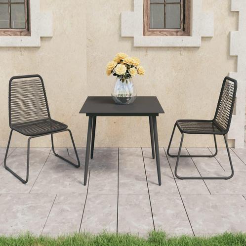 vidaXL 3-delige Tuinset PVC-rattan zwart, Tuin en Terras, Tuinsets en Loungesets, Tuinset, Nieuw, Verzenden